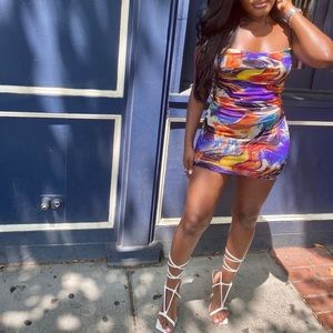 Fashion nova called art mesh mini dress - multicolor